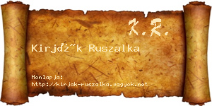 Kirják Ruszalka névjegykártya